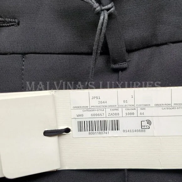 GUCCI PANTS BLACK SILK WOOL CREASED TROUSERS w LOGO BUTTON sz IT 44 US 8 - Picture 12 of 14